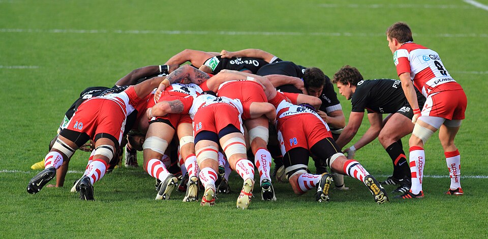 Gloucester Rugby in a scrum at Kingsholm